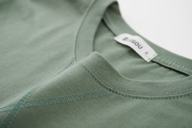 KLIEGOU Mens 100% Cotton Hipster Hip Hop Longline Crewneck T-Shirt (Medium, Dark Green) - Image 3
